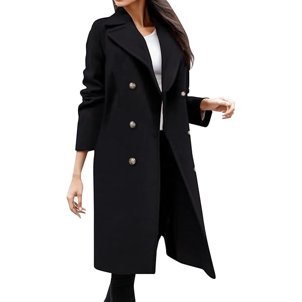 Amazon.com: Women Winter Wool Blend Mid-Long Trench Coat